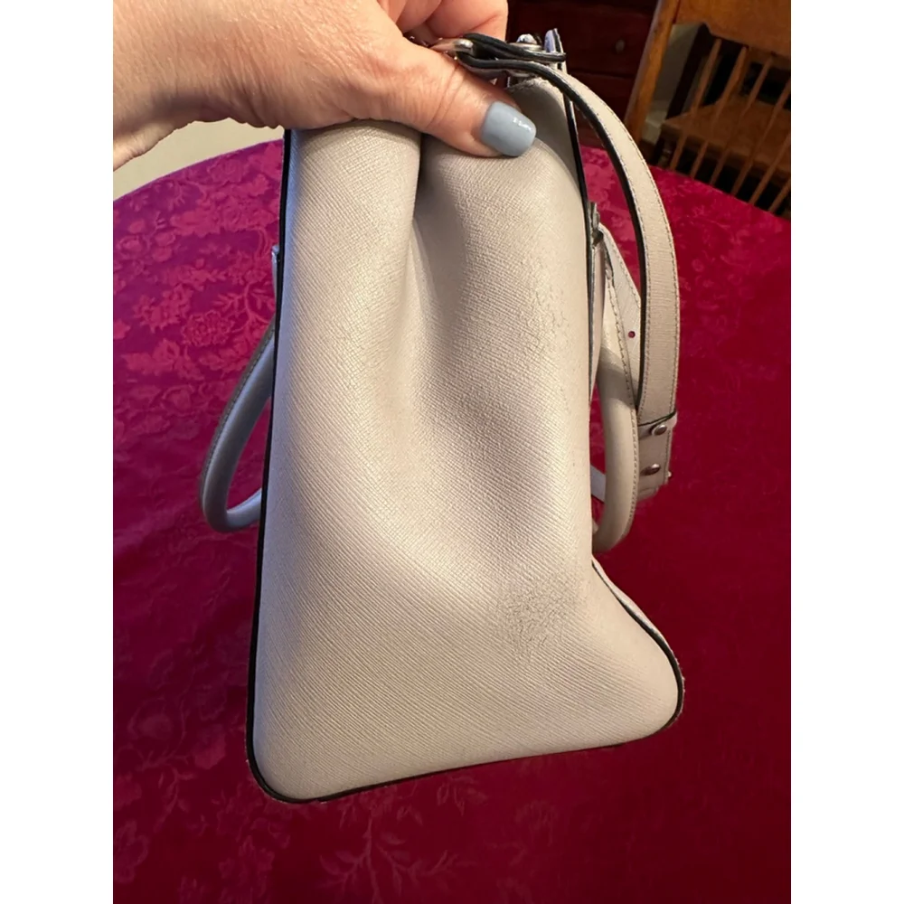 MCM Light Gray/Lavender Leather Satchel w/ Crossbody Strap - Picture 4 of 12
